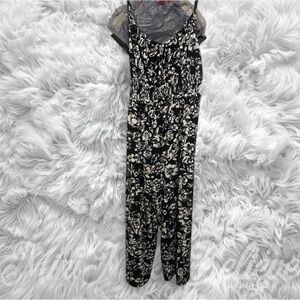 Inspire Black and Cream Floral Jumpsuit